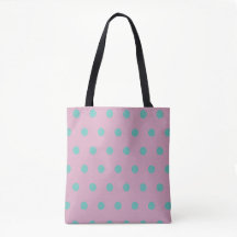 Polka Dot Tote Bag (Pink & Aqua)
