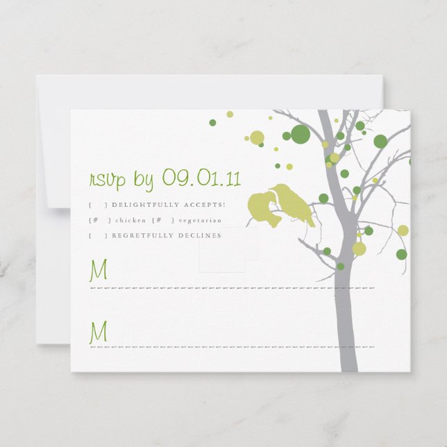 Polka Dot Tree mit Love Birds UAWG RSVP Karte (Vorderseite)