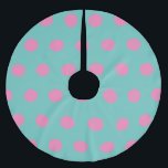 Polka Dot Tree Skirt (Aqua & Pink) Polyester Weihnachtsbaumdecke<br><div class="desc">Vintage Polka dots...  für diejenigen,  die Liebe,  ein Retro-Lifestyle zu leben...  Aqua Hintergrund mit rosa Polka Punkte.. Große Geschenkidee...  für Weihnachten.. für Geburtstage,  Feiern,  Feiertage und vieles mehr...  oder einen Vintagen Charme für Ihren eigenen Baum..</div>