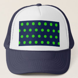 Polka Dot Trucker Hat (Navy Blue & Lime Green) Truckerkappe
