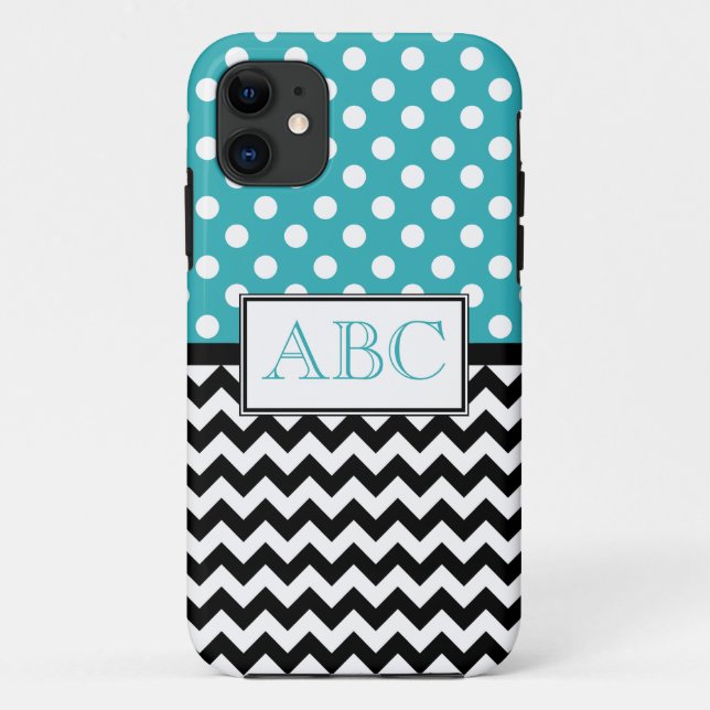 Polka Dot Turquoise & Chevron iPhone 5 Coque (Dos)