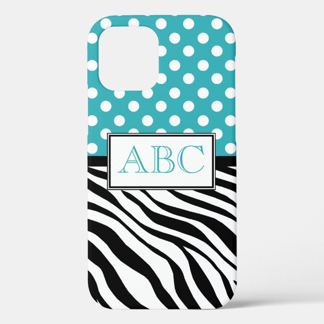 Polka Dot Turquoise und Zebra Print Case-Mate iPhone Hülle (Rückseite)