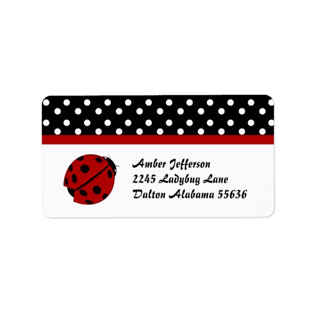 Polka Dot und Lady Bug Address Labels Adressaufkleber (Vorne)