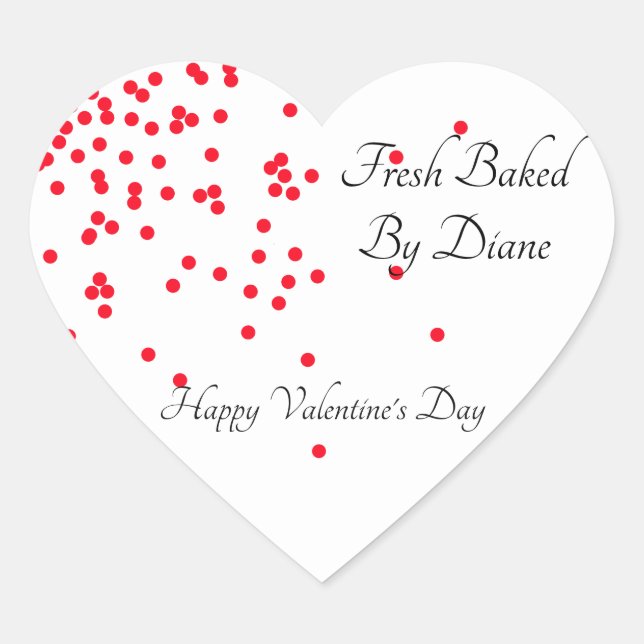 Polka Dot Valentine Label Herz-Aufkleber (Vorderseite)