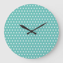 Polka Dot Wall Clock (Aqua & White) Große Wanduhr