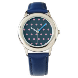 Polka Dot Watch (Mitternacht blau und weich rosa) Armbanduhr