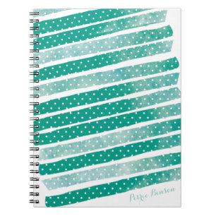 Polka Dot Watercolor Stripes Personalisiert Journa Notizblock