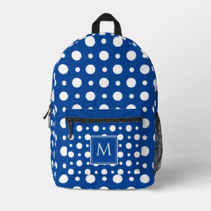 Polka Dot White Blue Bedruckter Rucksack