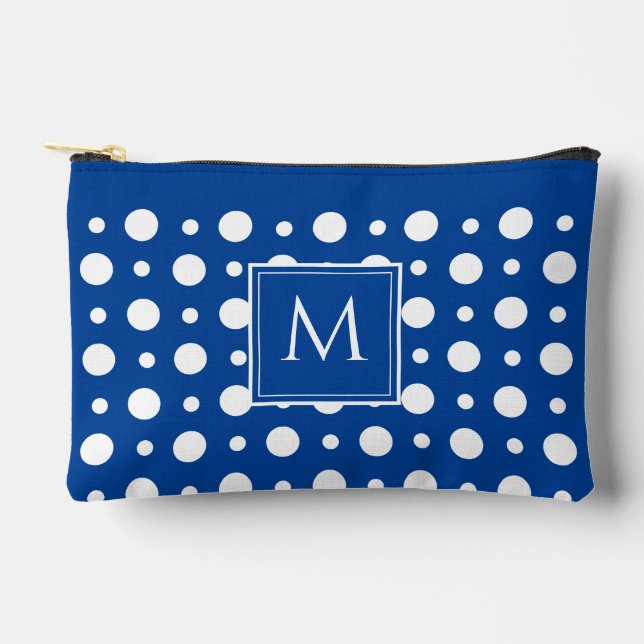 Polka Dot White Blue Zubehörtasche (Vorderseite)