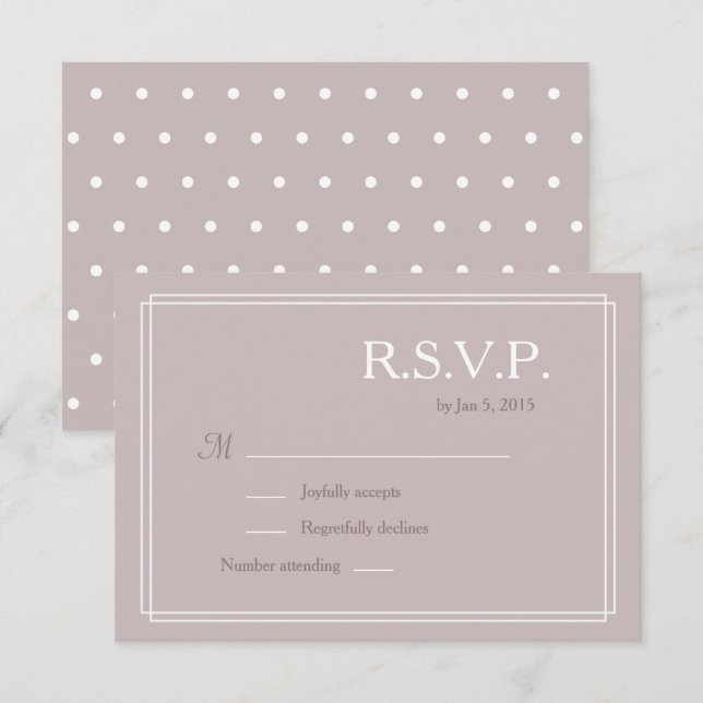 Polka dot white blush pink minimalistische Hochzei Einladung (Vorne/Hinten)