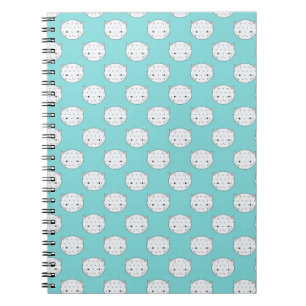 Polka Dot White Kitty Face über Aquamarin Notizblock