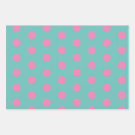 Polka Dot Wrapping Paper (Aqua & Pink) Geschenkpapier Set