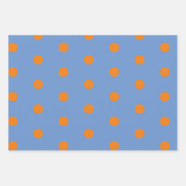 Polka Dot Wrapping Paper (Denim Blue & Orange) Geschenkpapier Set