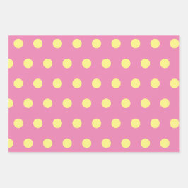 Polka Dot Wrapping Paper (rosa und weich gelb) Geschenkpapier Set