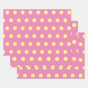 Polka Dot Wrapping Paper (rosa und weich gelb) Geschenkpapier Set