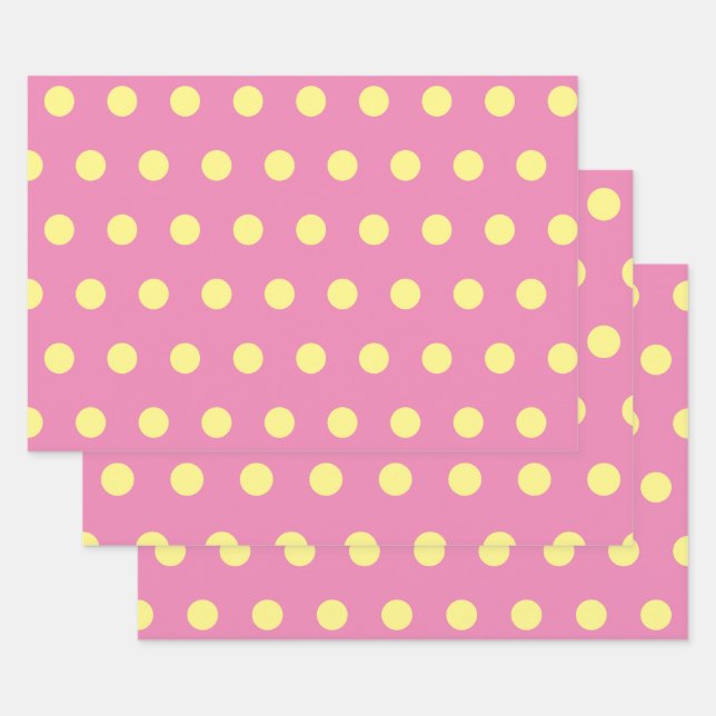 Polka Dot Wrapping Paper (rosa und weich gelb) Geschenkpapier Set (Set)