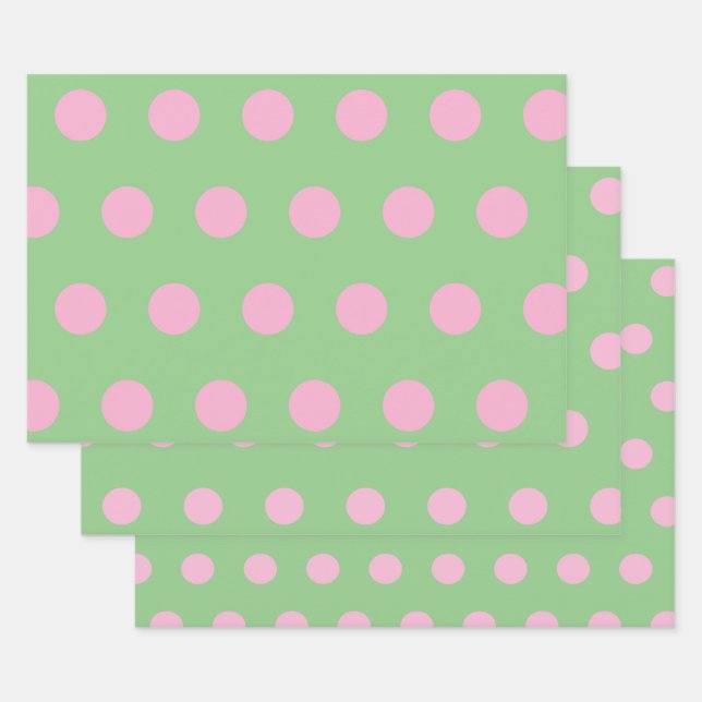 Polka Dot Wrapping Paper (Seite Grün & Pastell Pin Geschenkpapier Set (Set)