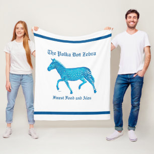 Polka Dot Zebra English Pub - Blue Fleecedecke