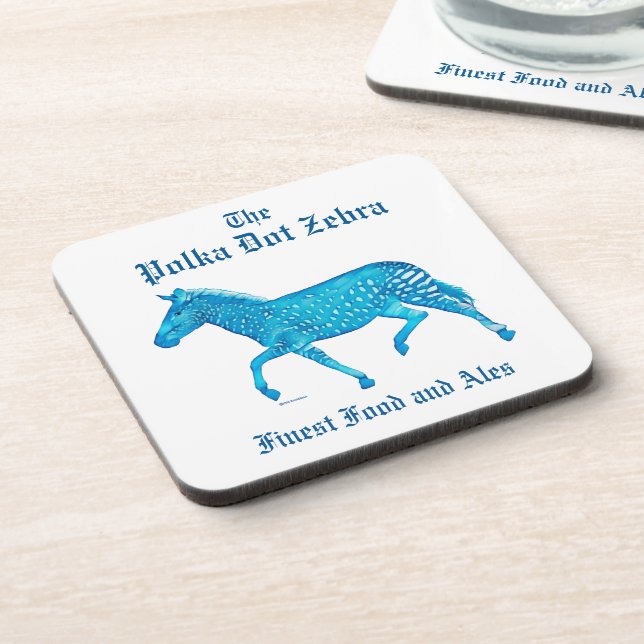 Polka Dot Zebra English Pub - Blue Getränkeuntersetzer (Linke Seite)