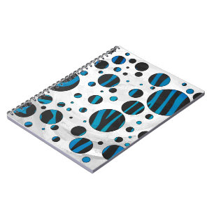 Polka Dot Zebra Schwarz und Blau Muster Notizblock