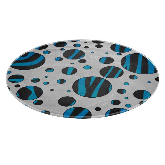 Polka Dot Zebra Schwarz und Blau Muster Schneidebrett (Ecke)