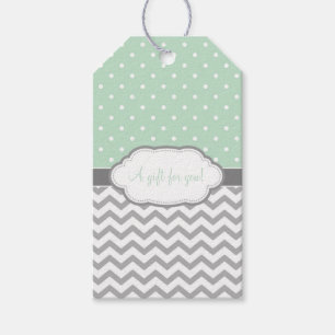 Polka Dot Zickzack Gift Tags Mint Grün Weiß Geschenkanhänger