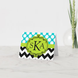 Polka Dot Zickzack Monogramm-Karten