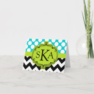 Polka Dot Zickzack Monogramm-Karten