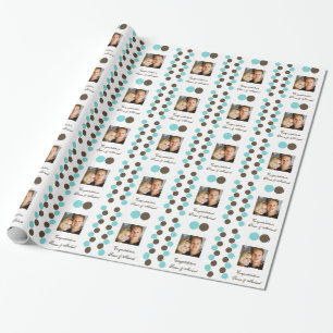 Polka dotiert blaubraunes Foto Geschenkpapier
