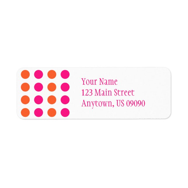 Polka Dots Address Label (rosa / orange) (Vorne)