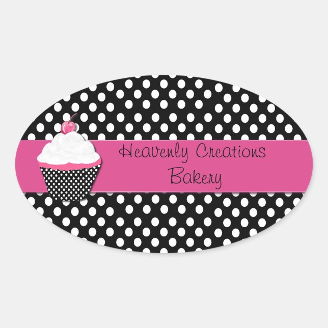 Polka Dots and Cupcake Bakery Box Stickers (Vorderseite)