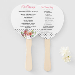 Polka Dots and Peonies Wedding Program Fan Fächer