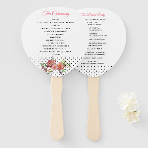 Polka Dots and Peonies Wedding Program Fan Fächer