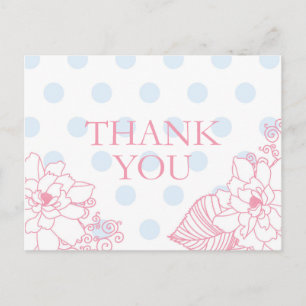 Polka Dots and Pink Blume Danke Postcards Postkarte