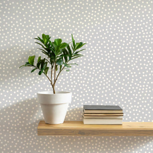 Polka Dots and Spots Cream on Gray Tapete