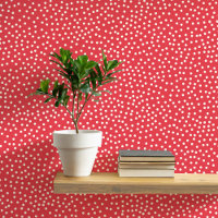 Polka Dots and Spots Cream on Red