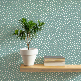 Polka Dots and Spots Cream on Sage Green Tapete
