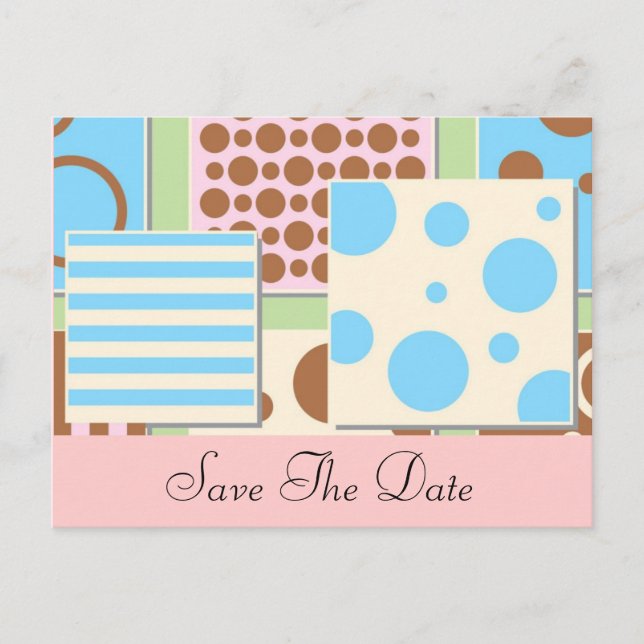 Polka Dots and Stripes Kinderdusche Einladung (Vorderseite)