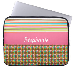 Polka Dots and Stripes Personalisierter Laptop-Sie Laptopschutzhülle