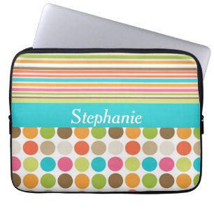Polka Dots and Stripes Personalisierter Laptop-Sie Laptopschutzhülle