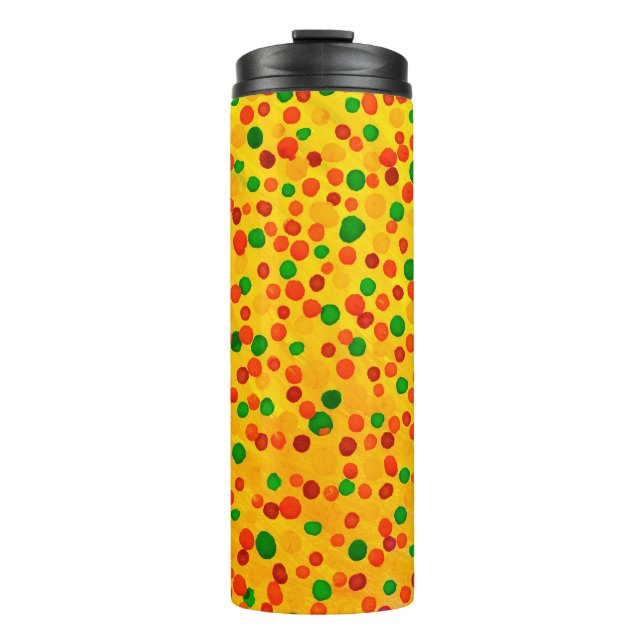 Polka dots Aquarellmuster Thermosbecher (Vorderseite)