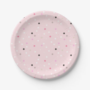 Polka Dots auf rosa Papierplatte Pappteller