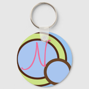 Polka Dots - Blau - Monogramm Schlüsselanhänger