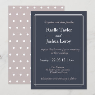 Polka dots blau-rot-weiß-minimalistische Hochzeit Einladung