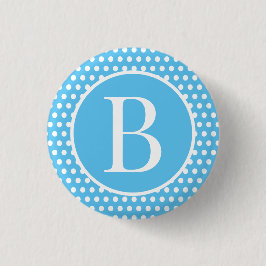 Polka Dots Blue Custom Anfangsbuchstaben Button