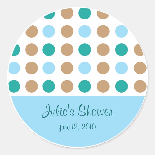 Polka Dots Blue Favor Beutel Etikett Aufkleber (Vorderseite)