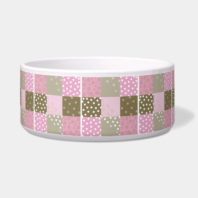 Polka Dots Blume Braunrosa Quilt Napf (Links)