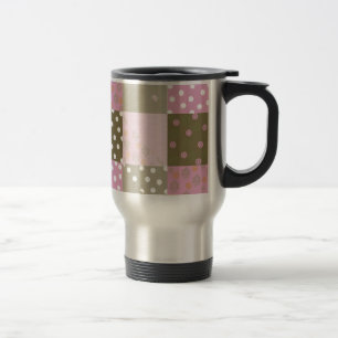 Polka Dots Blume Braunrosa Quilt Reisebecher