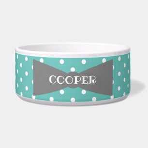 Polka Dots Bowtie Personalisierte Keramik Pet Bowl Napf
