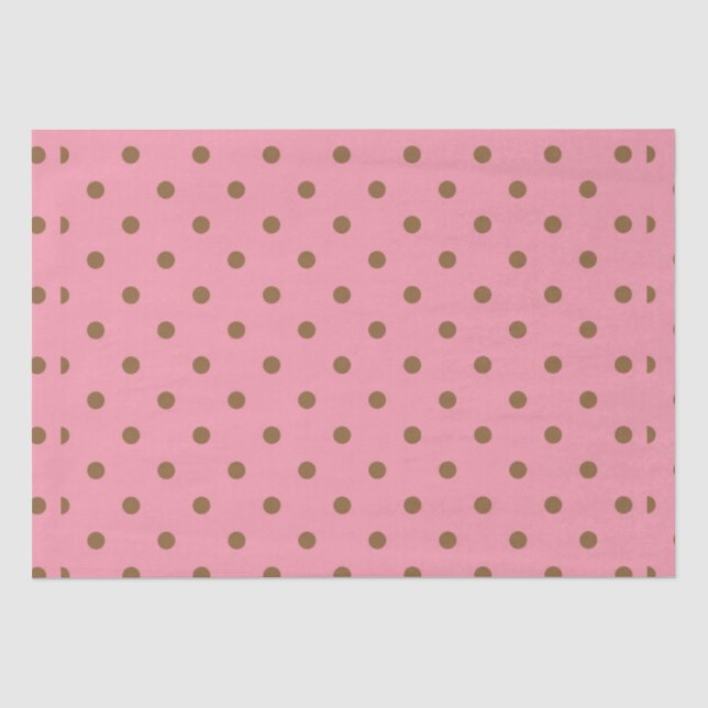 Polka Dots Brown auf rosa Seidenpapier (Vorderseite)